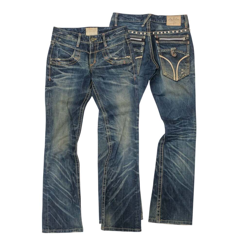Lolita Punk Studded Zip Flare Denim Jeans